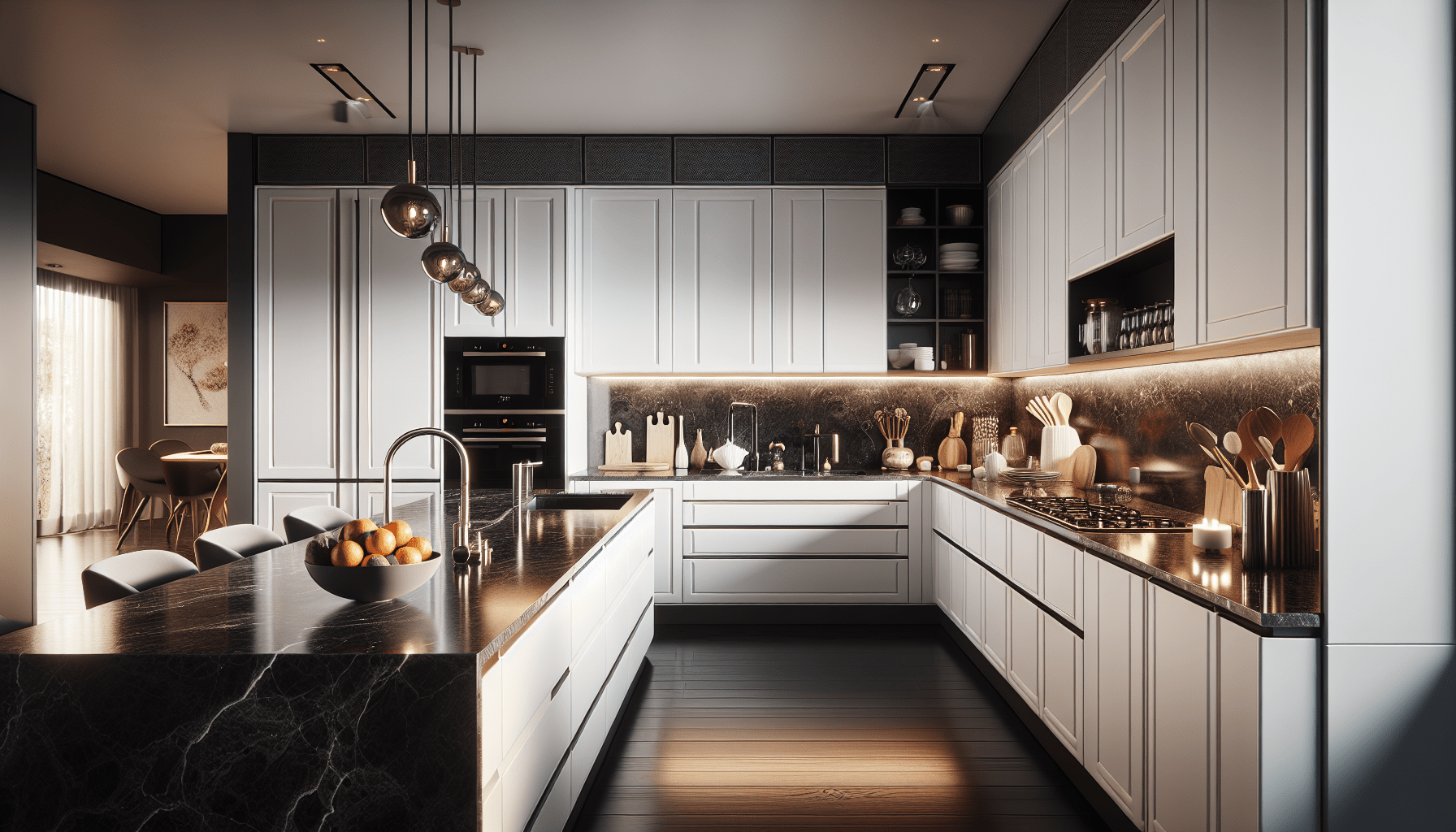 Elevate Elegance: White Cabinets + Dark Granite Countertops – Zicana ...