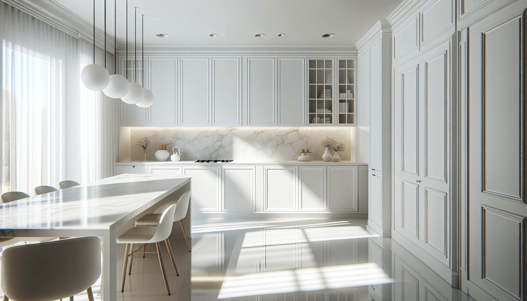 Enhancing Interior Design: White Quartz Countertops on White Cabinets ...