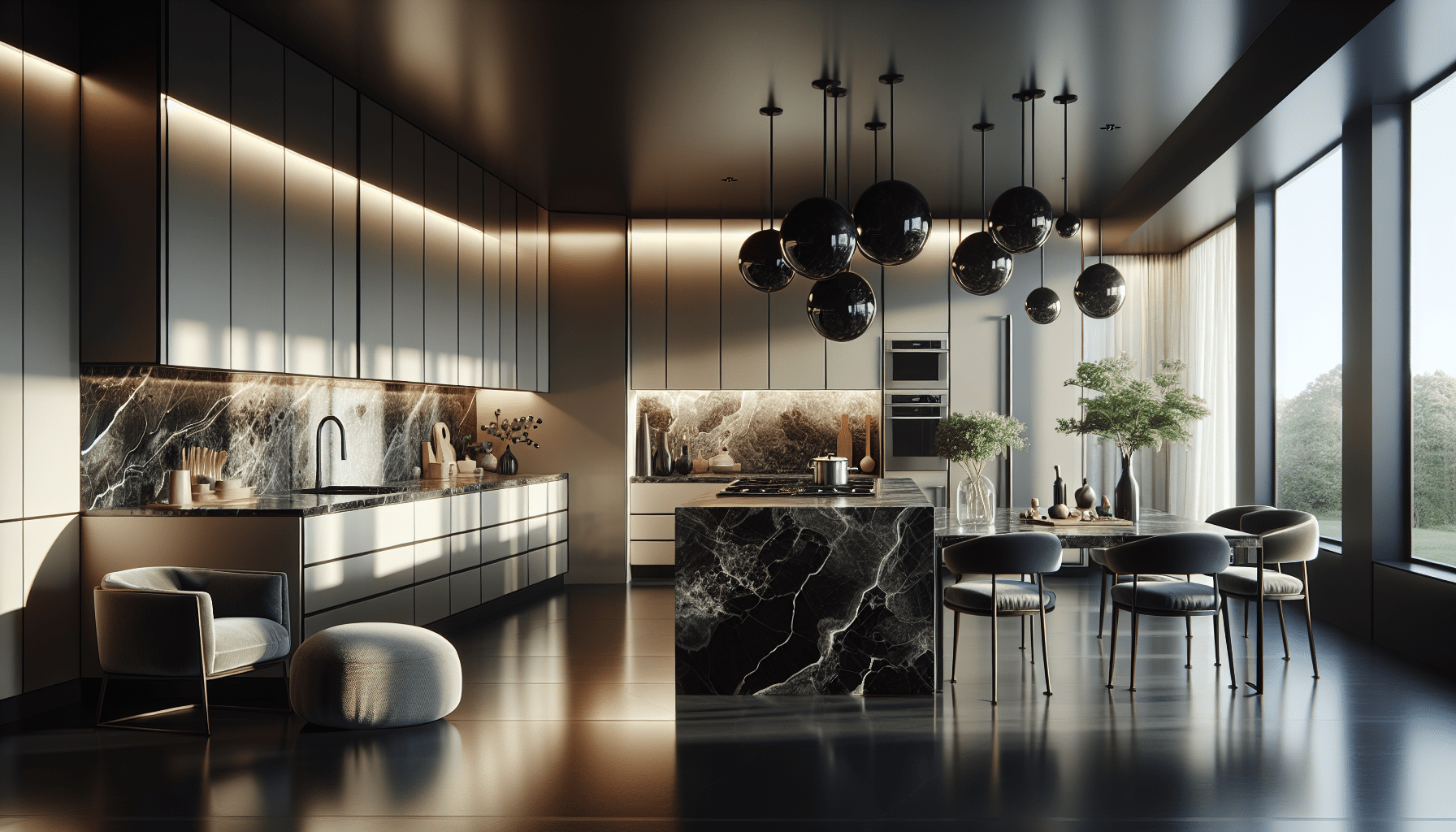 Elegant Black Onyx Kitchen Table – Timeless Elegance for Modern Spaces