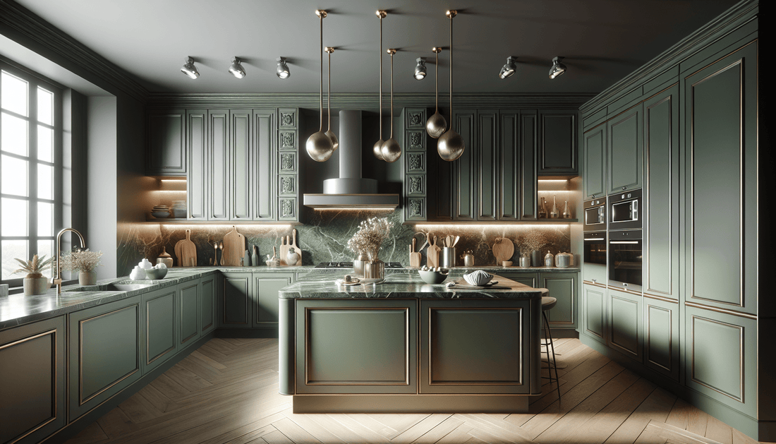 Designing Luxury: Green Cabinets with Granite Countertops Ideas - Z Boutique by Marble Couture