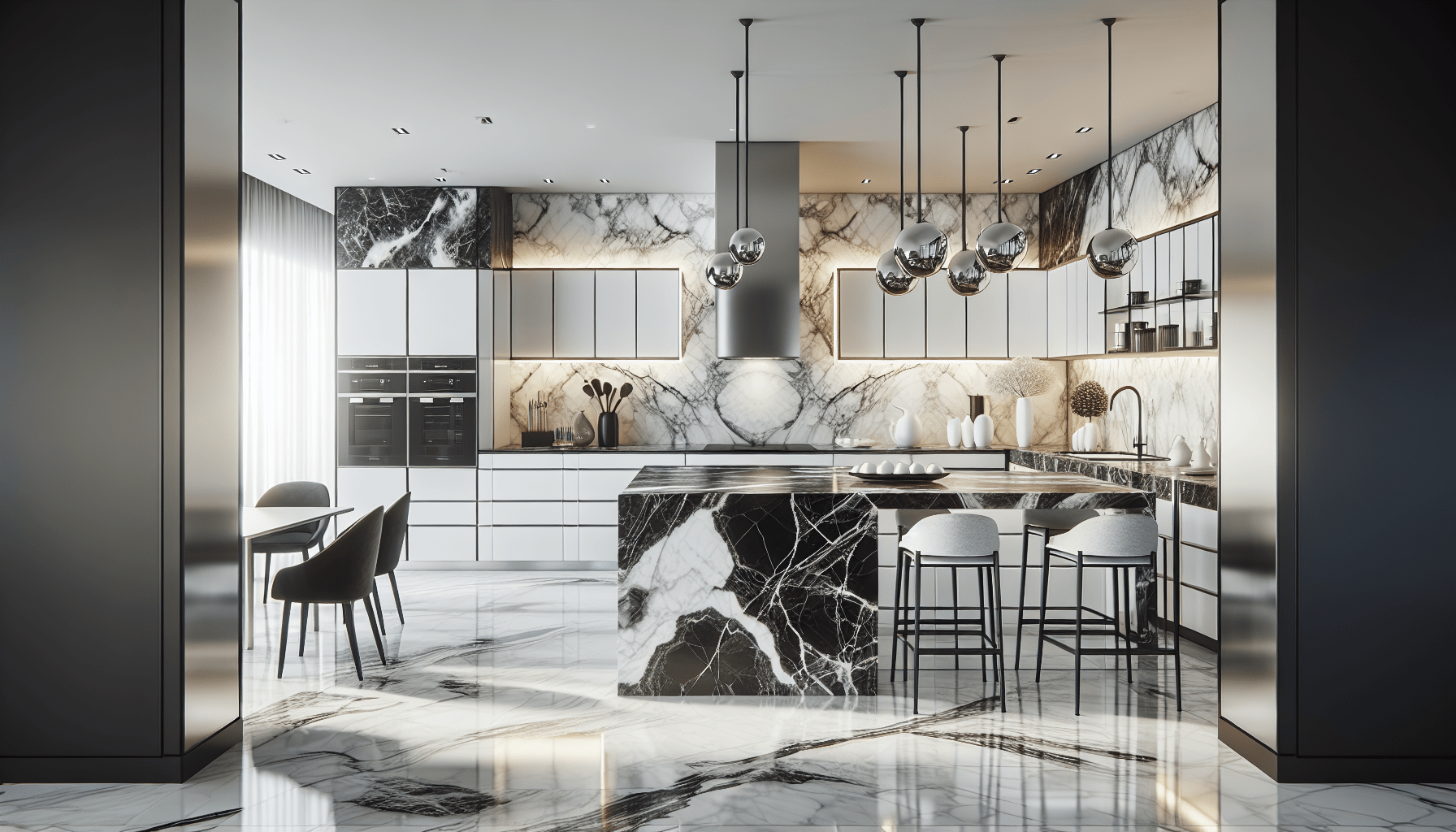 Elegance Redefined Black and White Marble Kitchen Countertops Zicana