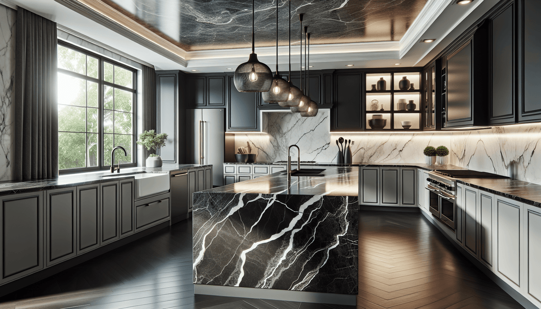 Elegance Redefined: Black Marble Countertops Elevate Kitchen Design - Z Boutique by Marble Couture