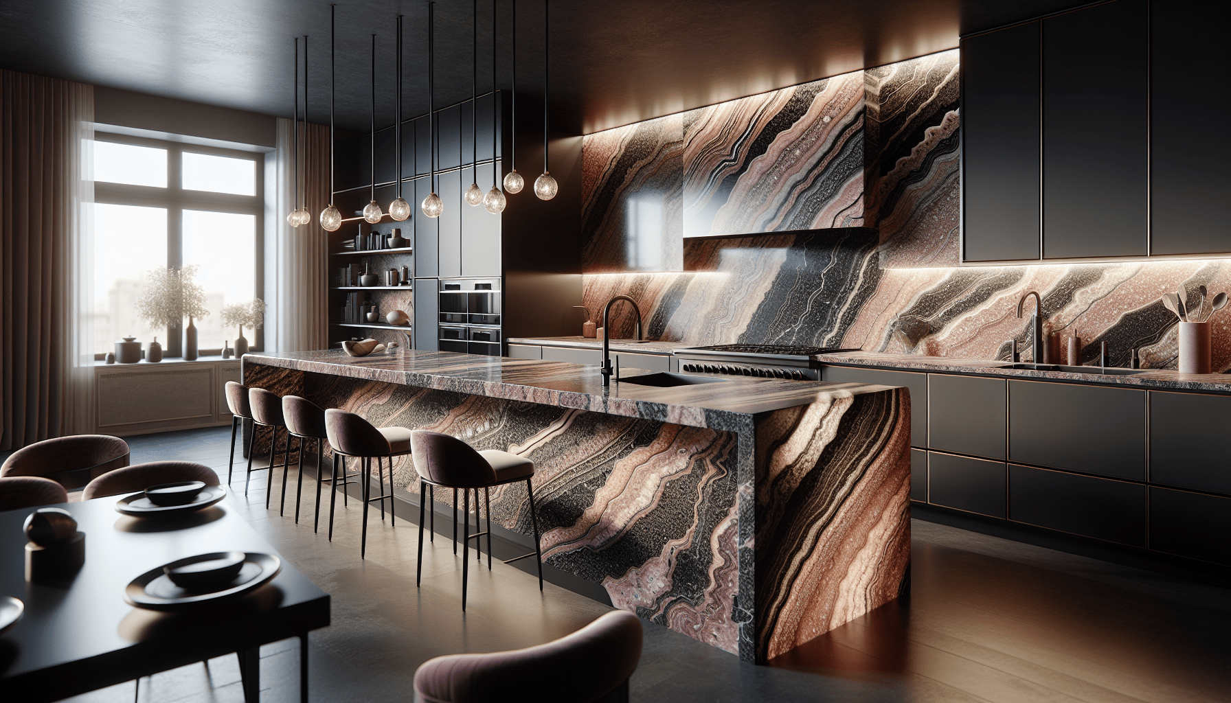 Elegant Pink and Black Granite Countertops for Discerning Homeowners ...