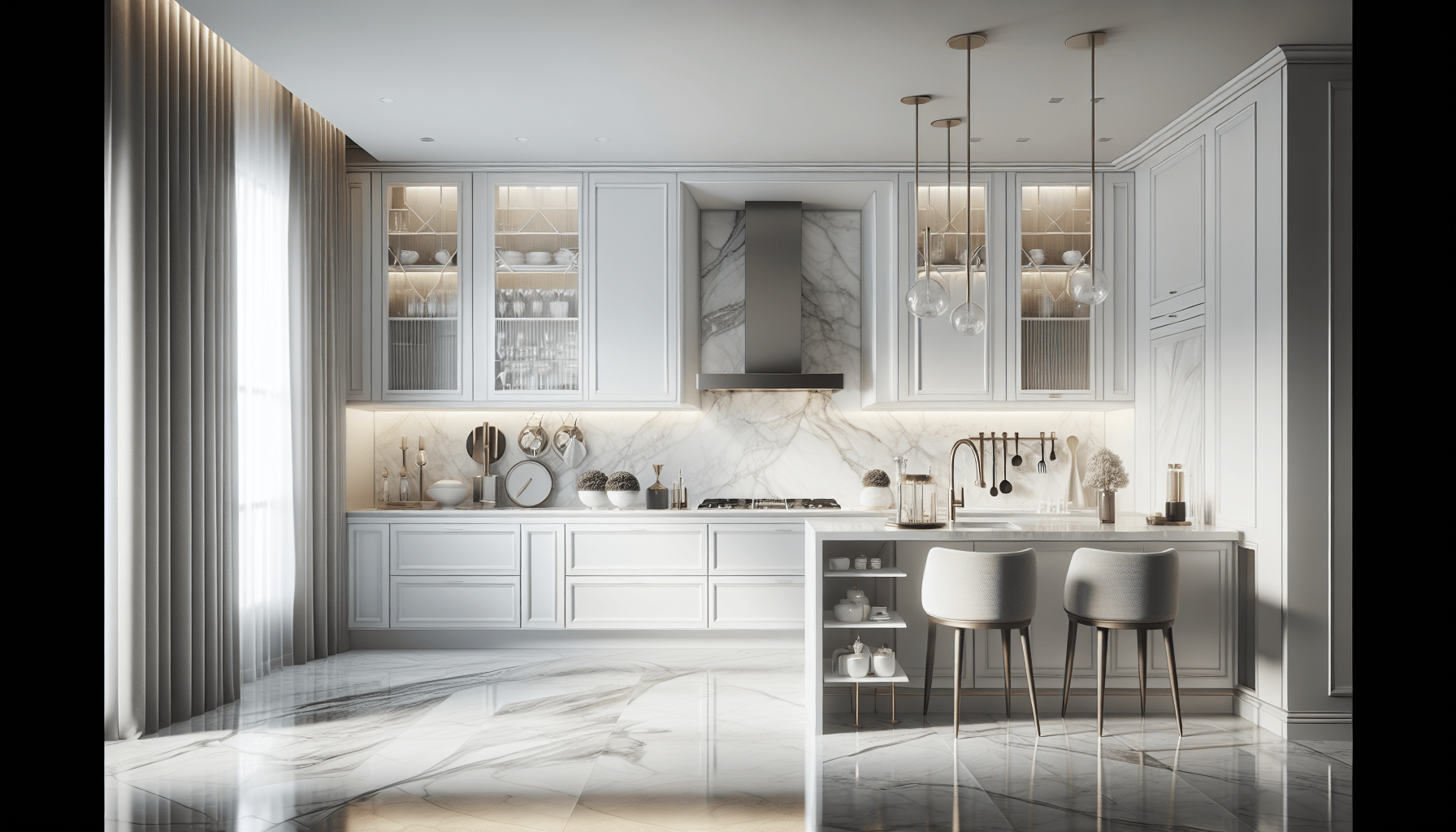 Elegant White Cabinets and Marble Countertops for Luxe Interiors ...