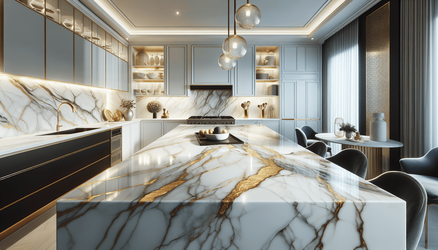 Elegant White Marble with Gold Veins: Perfect Countertop Solution ...