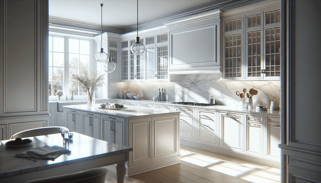 Elevate Kitchens: Quartz Countertops Paired with White Shaker Cabinets - Z Boutique by Marble Couture