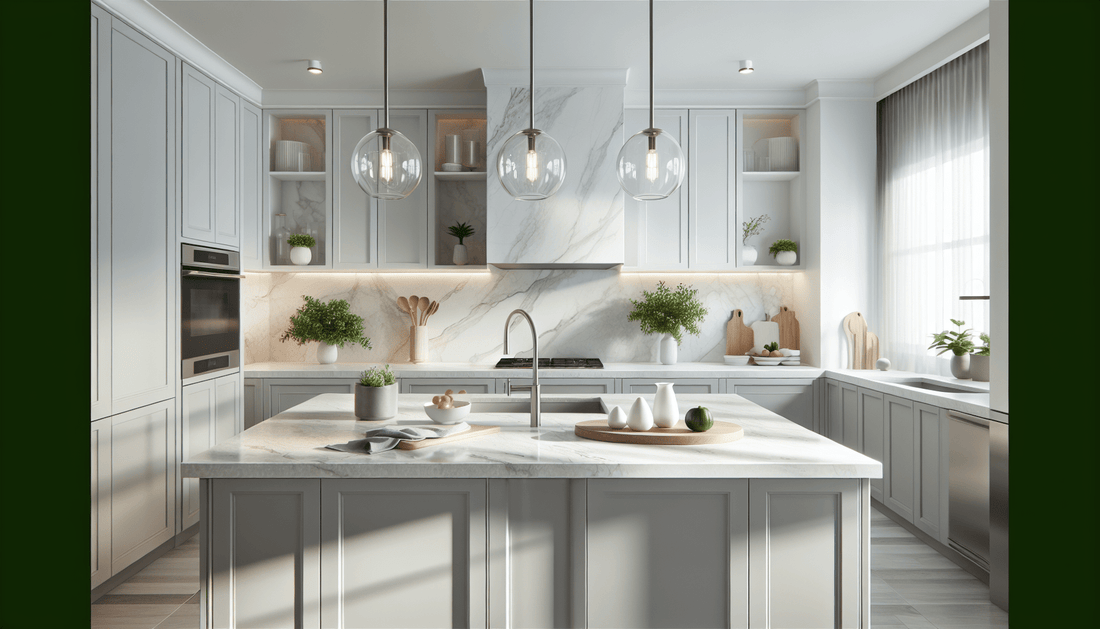 Elevate Spaces: White Quartz Countertops & Gray Cabinets Insights - Z Boutique by Marble Couture