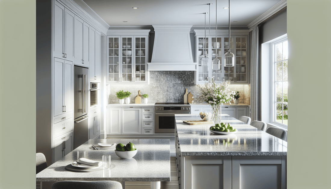 Enhance Kitchens: Grey Quartz Countertops with White Cabinets - Z Boutique by Marble Couture
